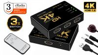 Switch cRadia HDMI com comando 3P 4K preto