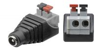 Conector DC para cámaras CCTV co fijación pushdown
