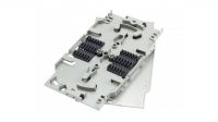 Bandeja con tapa para 12 fibras con patch panel.
