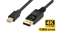 Cabo mini Displayport a Displayport V1.2 4K@30Hz preto 1.8m