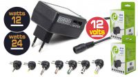 Transformador universal AC-DC 12/24W 7 conectores negro