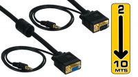 Cable de monitor VGA 15 Pines 3+7c. con Jack 3.5mm para audio M/H Negro