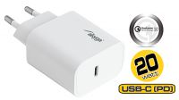 Transformador USB 110-240V QC3.0 USB-C, PD3.0 Máx.20W, 3A branco