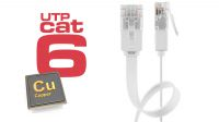 Cable de red Flat U/UTP Cat. 6 certificado CU Blanco