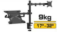 Soporte de mesa aperto 1 monitor 27", portátil 27" 7Kg negro