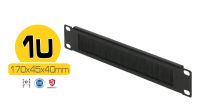 Panel frontal 10" para paso de cables 1U con cepillo negro