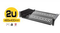 Bandeja frontal 19" 2U fixa 315mm negro