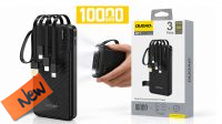 Powerbank USB  Batería 10000mAh  USB-C -USB-A- USB-Micro lightning max.2Amp  Negro