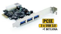 Placa PCI-E 3p. USB 3.0 ext + 1 USB interna