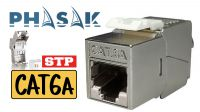 Conector Keystone RJ45 Phasak Cat. 6A STP Toolless 180° - Blindado, sin herramientas