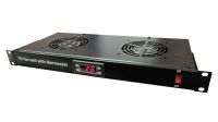 Conjunto ventilación con 2 coolers y termostato 1U negro