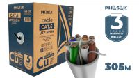 Bobina cable UTP Cat6 sólido Phasak CU (CPR Cca) AWG24 Fluke LSZH 305m