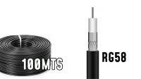 Bobina de cable coaxial RG58 100m Negro