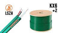 Bobina cable coaxial KX6 + 2 cables alimentación LSZH 300m Verde