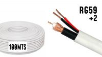 Bobina de cable coaxial RG59 + 2 x 0.81 100m Blanco