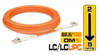 Cabo fibra óptica MM OM1 62.5/125µ 3mm  LC - LC/UPC  DX LSZH laranja