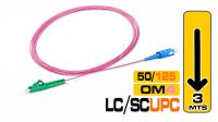 Cabo fibra óptica MM OM4 50/125µ LC - SC/UPC SX LSZH violeta 3 m