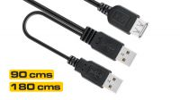 Cable de extensión Dual USB A Macho a USB A Hembra 1.8m