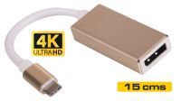 Adaptador USB C 3.1 Macho - Displayport Fêmea dourado 15cm