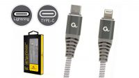 Cable USB-C M-Lightning Max 2.1A Negro/Nylon 1.5m