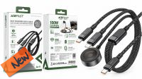 Cable USB-C 3 en 1 - 2xUSB-C - 1xUSB Qi hasta 100W  1.20m