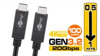 Cabo USB C Macho - USB C Macho (USB 3.2 ger. 2x2, 5A, 20Gbit/s)