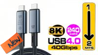 SB 3840 : Cabo USB 4.0 tipo C - C 240W-40Gbps 8K 60Hz (0.5 m)