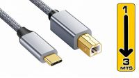 Cabo USB Tipo-C USB B Goldplated nylon cinza