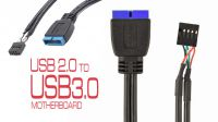 Cabo adaptador interno de ligação à Motherboard USB 2.0 F a USB 3.0 M 19P