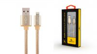 Cabo de dados/carga Lightning 08P iPhone/iPad - Nylon/aluminio dourado 1.8m