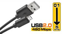 Cabo USB 2.0 Tipo A Macho a Micro-B Macho preto