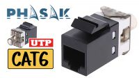 Conetor Keystone Phasak UTP RJ 45 Cat. 6 Dual inserção 180º preto