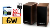 Altavoz de sobremesa USB + Jack 3.5mm 2.0 6W 2x3W Marrón