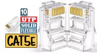 Conector RJ45 Cat.5E UTP 10uni. (Sólido/Flexível)