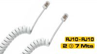 Cable de conexión RJ10 4 pines M/M en espiral Blanco 1.5m