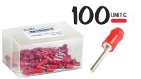 Conjunto de 100 terminales tipo pin de crimpar/soldar 0.5mm - 1.5mm Rojo
