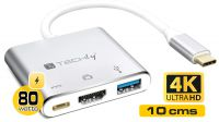 Cabo adaptador USB 3.1 M - HDMI+USB 3.0+USB C DP/F PD 80w - 10cm