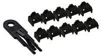 Herramienta para insertar y extraer bloqueadores RJ45 con 10 bloqueadores.