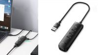 Hub USB Ugreen 4 x USB 3.0 PD DC 12V 0.25m Negro