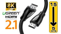 Cabo Ugreen HD140 HDMI 2.1 M/M 8K@60Hz, 4K@120Hz nylon preto